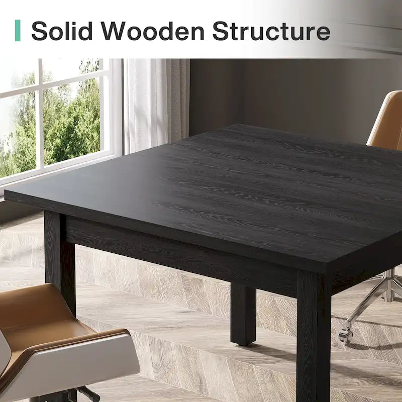 39.4 Square Dining Table with Solid Wood Legs for 4, Small Kitchen Tables for Dining Room