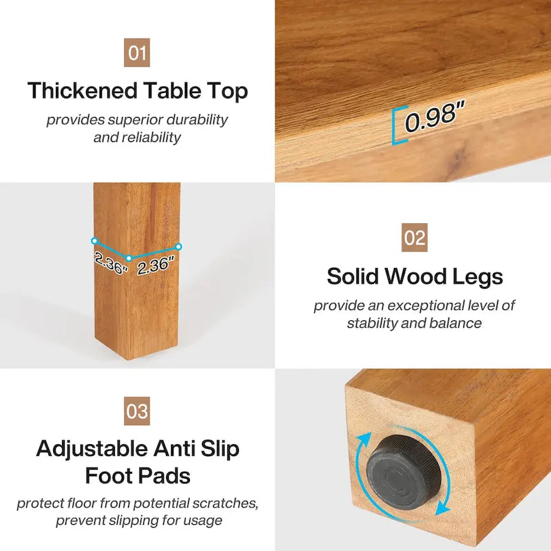 39.4 Square Dining Table with Solid Wood Legs for 4, Small Kitchen Tables for Dining Room