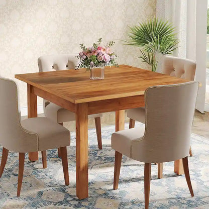 39.4 Square Dining Table with Solid Wood Legs for 4, Small Kitchen Tables for Dining Room