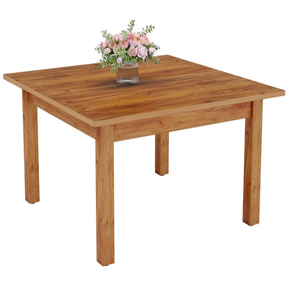 39.4 Square Dining Table with Solid Wood Legs for 4, Small Kitchen Tables for Dining Room