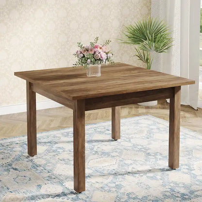 39.4 Square Dining Table with Solid Wood Legs for 4, Small Kitchen Tables for Dining Room