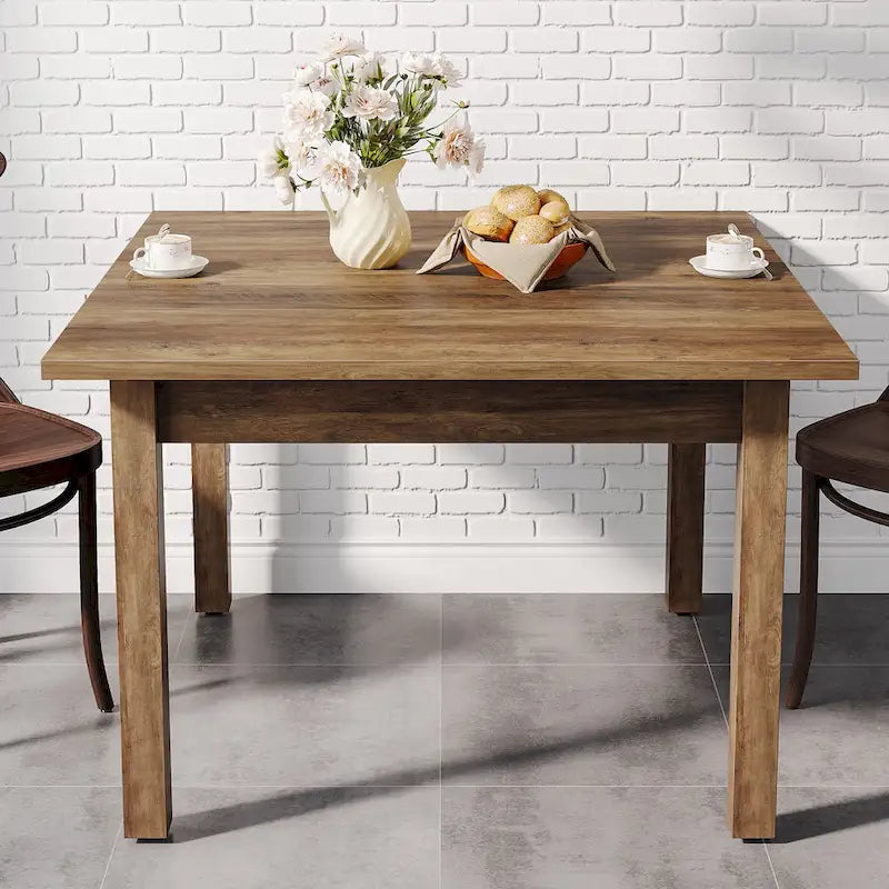 39.4 Square Dining Table with Solid Wood Legs for 4, Small Kitchen Tables for Dining Room