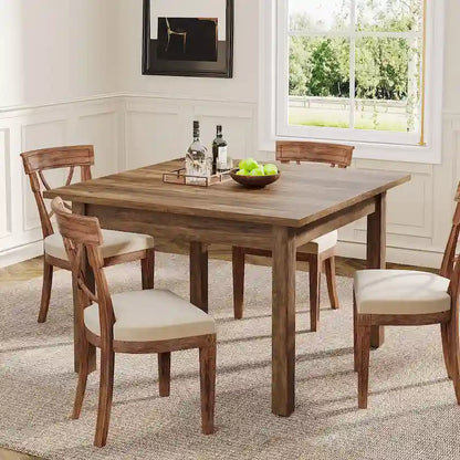 39.4 Square Dining Table with Solid Wood Legs for 4, Small Kitchen Tables for Dining Room