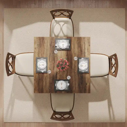 39.4 Square Dining Table with Solid Wood Legs for 4, Small Kitchen Tables for Dining Room