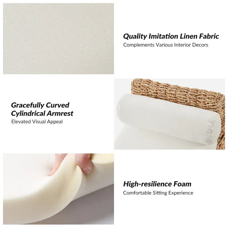 Abel Boho Coastal Ratten Storage Bench with Hollow-Carved Design and Solid Wood Foot by HULALA HOME