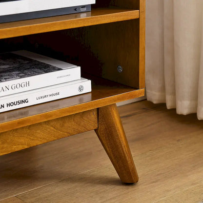 59 Inch Mid Century Modern Rattan TV Stand for 65 Inch TV