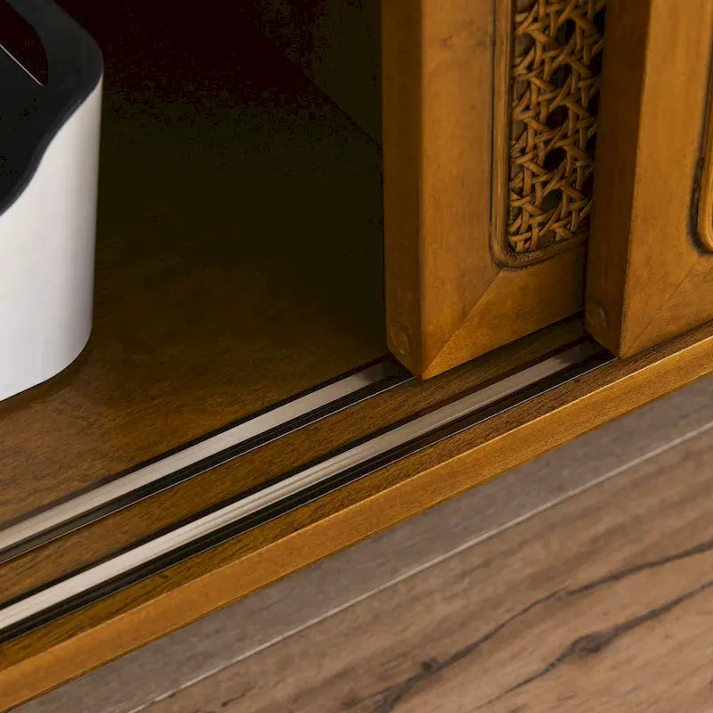 59 Inch Mid Century Modern Rattan TV Stand for 65 Inch TV