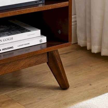 59 Inch Mid Century Modern Rattan TV Stand for 65 Inch TV