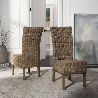 SAFAVIEH Sherryl Unfinished Natural Wicker Dining Chair (Set of 2) - 18.5 x 22.8 x 42.1 - 19Wx23Dx42H