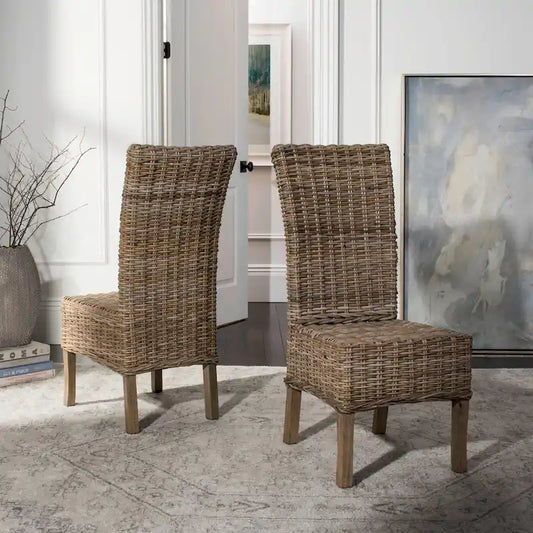 SAFAVIEH Sherryl Unfinished Natural Wicker Dining Chair (Set of 2) - 18.5 x 22.8 x 42.1 - 19Wx23Dx42H