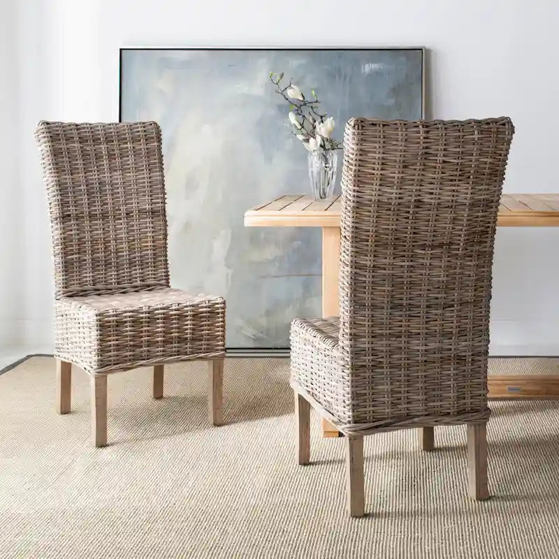 SAFAVIEH Sherryl Unfinished Natural Wicker Dining Chair (Set of 2) - 18.5 x 22.8 x 42.1 - 19Wx23Dx42H