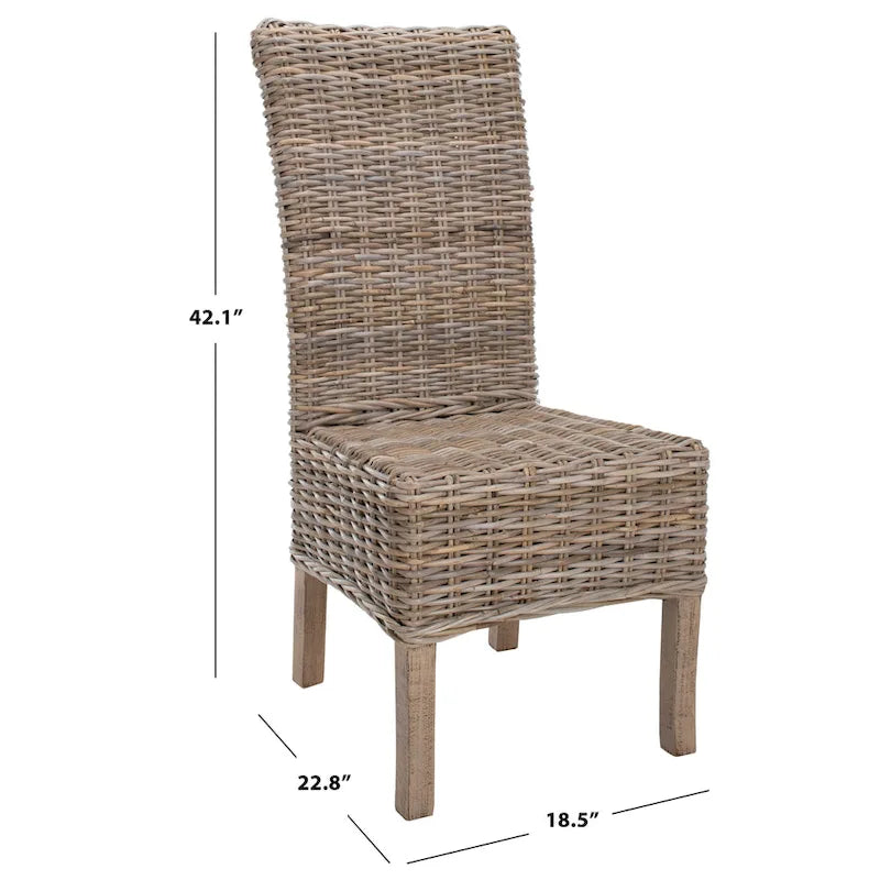SAFAVIEH Sherryl Unfinished Natural Wicker Dining Chair (Set of 2) - 18.5 x 22.8 x 42.1 - 19Wx23Dx42H