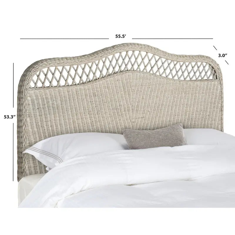 SAFAVIEH Masja White Washed Rattan Headboard (Full)