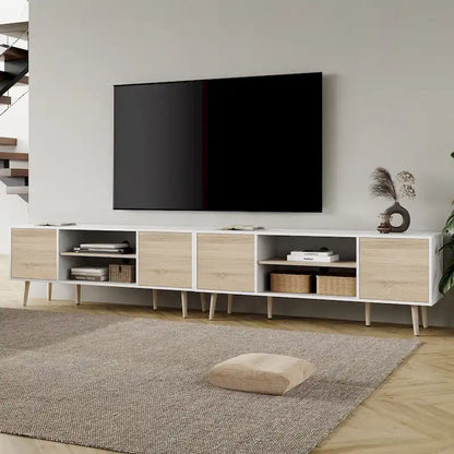 Mid Century Modern TV Stand for up to 100 inch 2 in 1,White