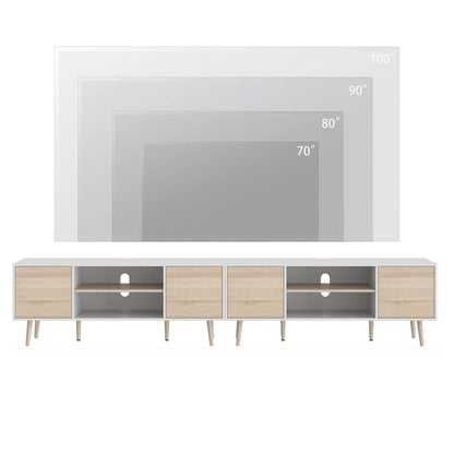 Mid Century Modern TV Stand for up to 100 inch 2 in 1,White