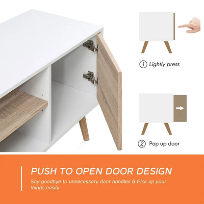 Mid Century Modern TV Stand for up to 100 inch 2 in 1,White