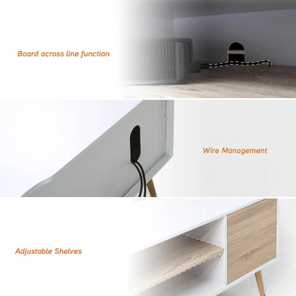 Mid Century Modern TV Stand for up to 100 inch 2 in 1,White