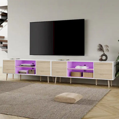 Mid Century Modern TV Stand for up to 100 inch 2 in 1,White