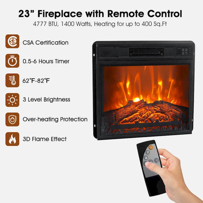 68 Farmhouse Sliding Barn Door Fireplace TV Stands Console Table with 23 Electric Fireplace