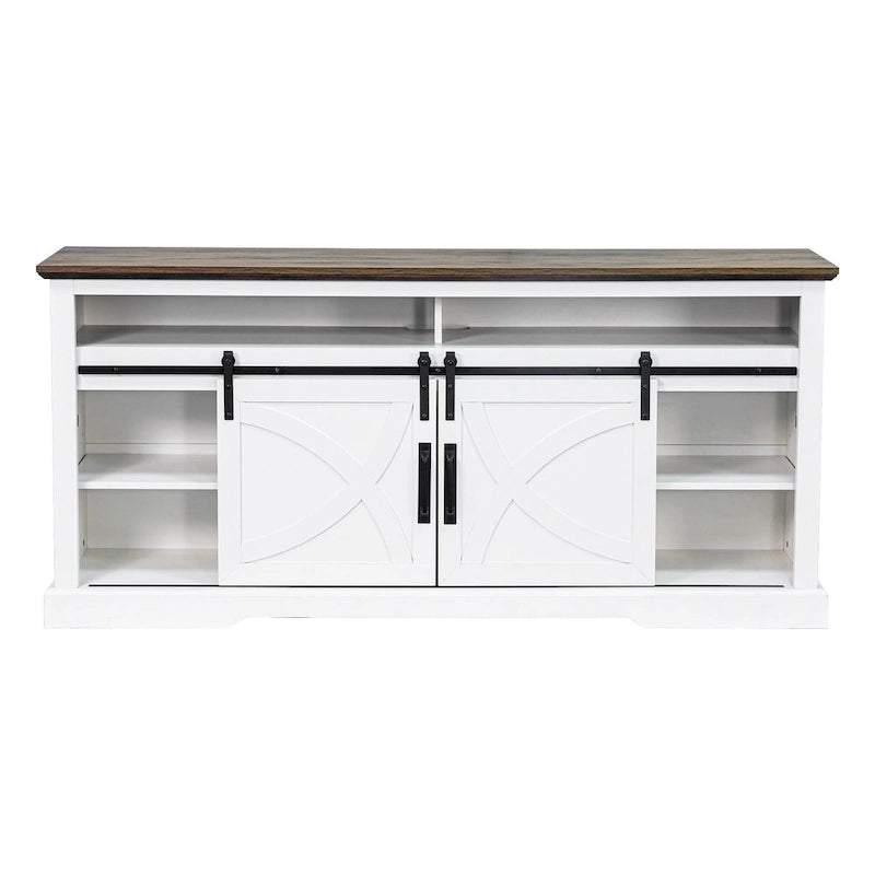 68 Farmhouse Sliding Barn Door Fireplace TV Stands Console Table with 23 Electric Fireplace