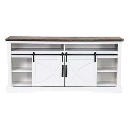 68 Farmhouse Sliding Barn Door Fireplace TV Stands Console Table with 23 Electric Fireplace