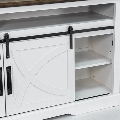 68 Farmhouse Sliding Barn Door Fireplace TV Stands Console Table with 23 Electric Fireplace