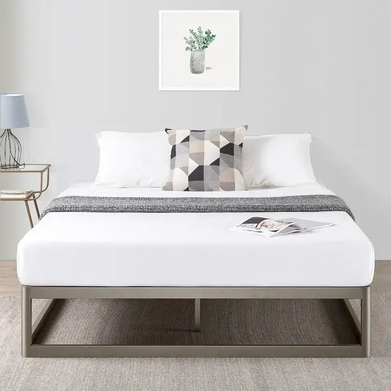 Porch & Den McAlpin 12-inch Heavy Duty Metal Platform Bed Frame Grey