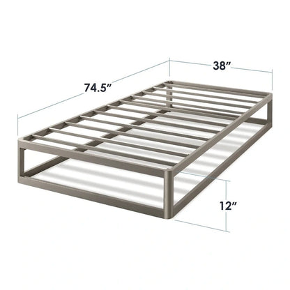 Porch & Den McAlpin 12-inch Heavy Duty Metal Platform Bed Frame Grey