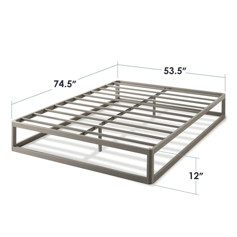 Porch & Den McAlpin 12-inch Heavy Duty Metal Platform Bed Frame Grey