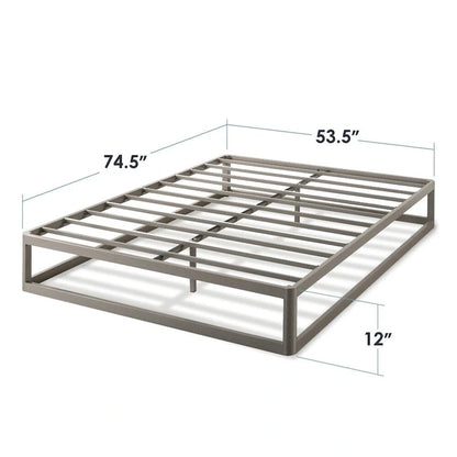 Porch & Den McAlpin 12-inch Heavy Duty Metal Platform Bed Frame Grey