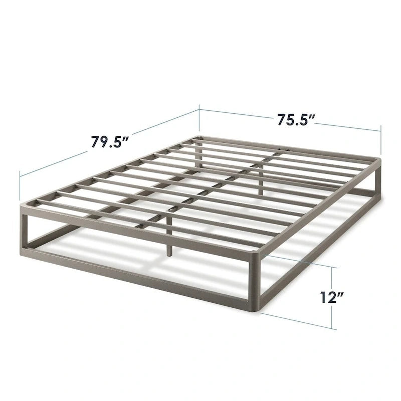 Porch & Den McAlpin 12-inch Heavy Duty Metal Platform Bed Frame Grey