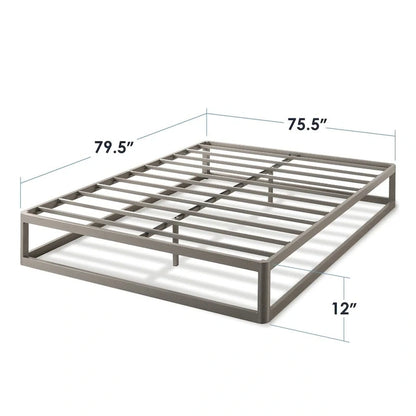 Porch & Den McAlpin 12-inch Heavy Duty Metal Platform Bed Frame Grey