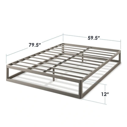 Porch & Den McAlpin 12-inch Heavy Duty Metal Platform Bed Frame Grey
