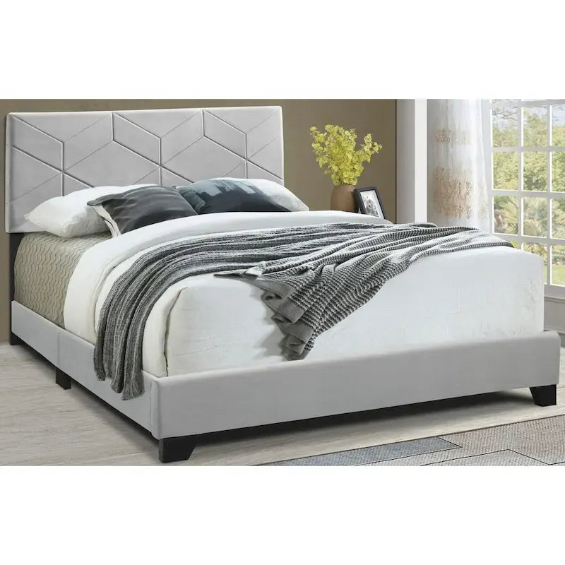 All-in-One Upholstered Grey Bed