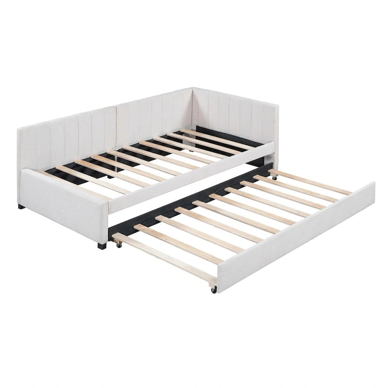 Merax Twin Size Upholstered Daybed with Trundle