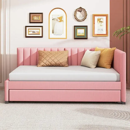 Merax Twin Size Upholstered Daybed with Trundle