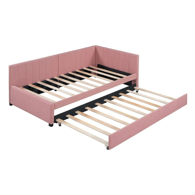 Merax Twin Size Upholstered Daybed with Trundle