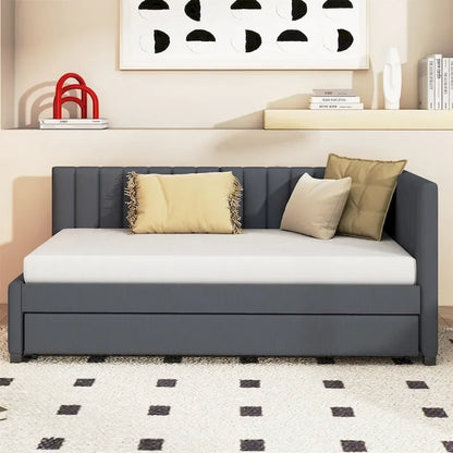 Merax Twin Size Upholstered Daybed with Trundle
