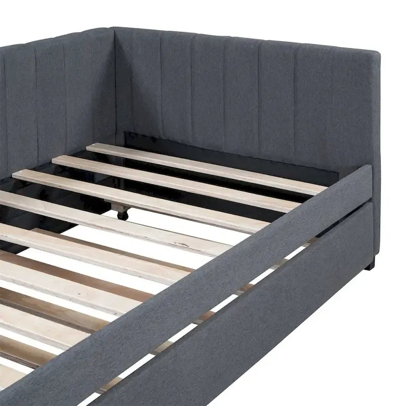 Merax Twin Size Upholstered Daybed with Trundle