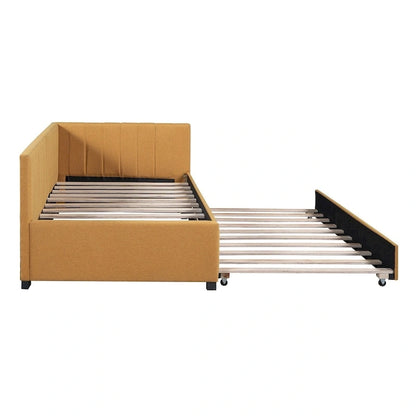 Merax Twin Size Upholstered Daybed with Trundle