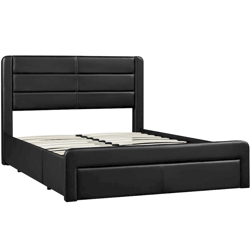 Yaheetech Upholstered Bed Frame with 4 Storage Drawers and Built-In USB Ports