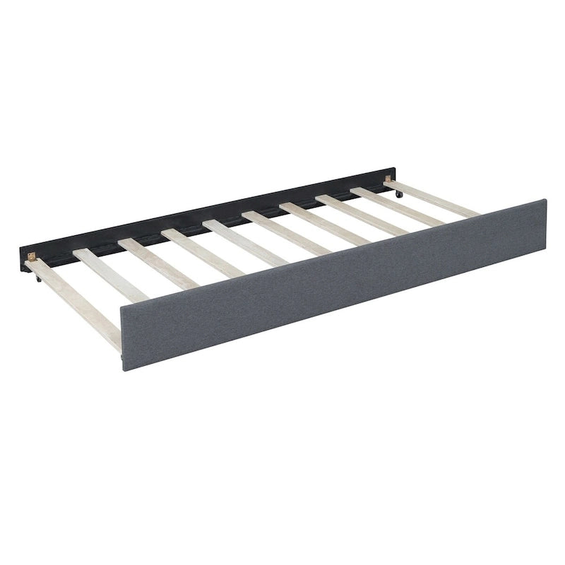 Full Size Upholstered Daybed with Trundle Sofa Bed Frame,Linen Fabric