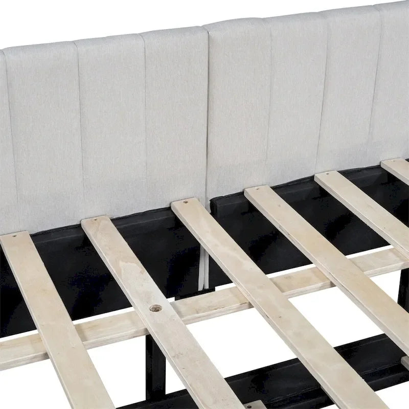 Full Size Upholstered Daybed with Trundle Sofa Bed Frame,Linen Fabric