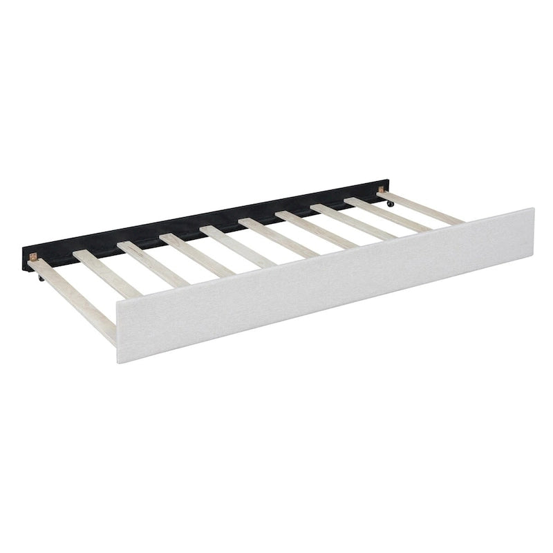 Full Size Upholstered Daybed with Trundle Sofa Bed Frame,Linen Fabric