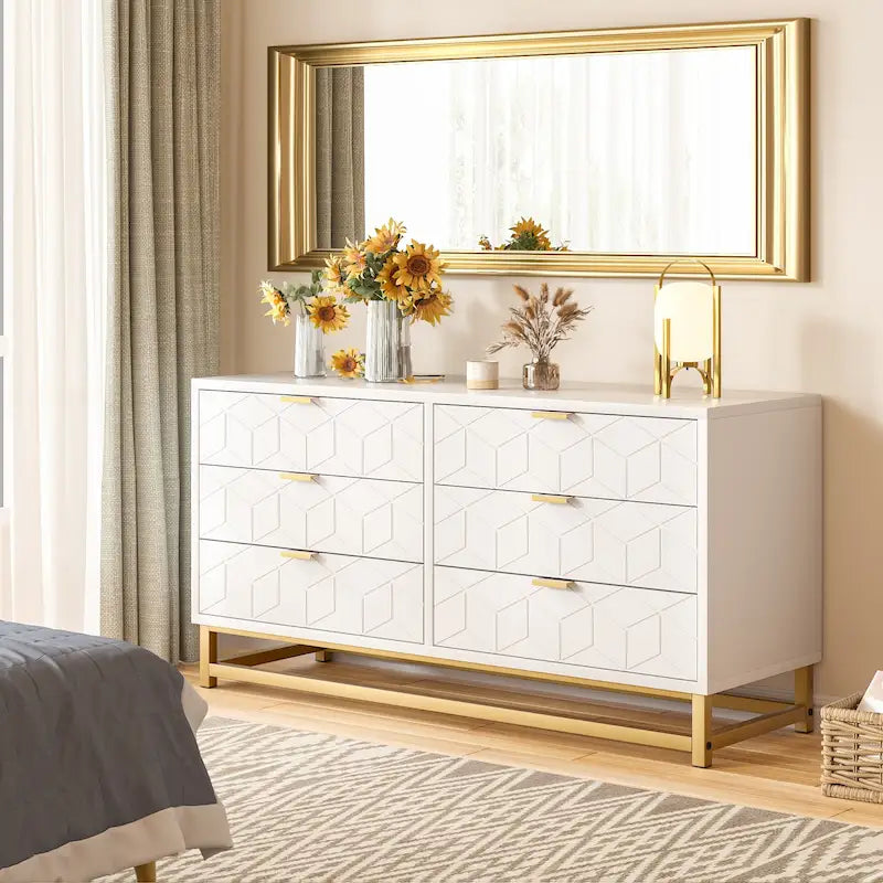6 Drawer Dresser For Bedroom With Modern Style