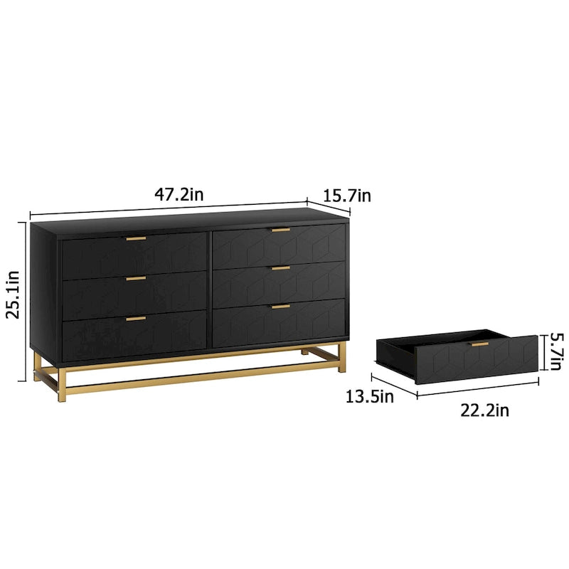 6 Drawer Dresser For Bedroom With Modern Style