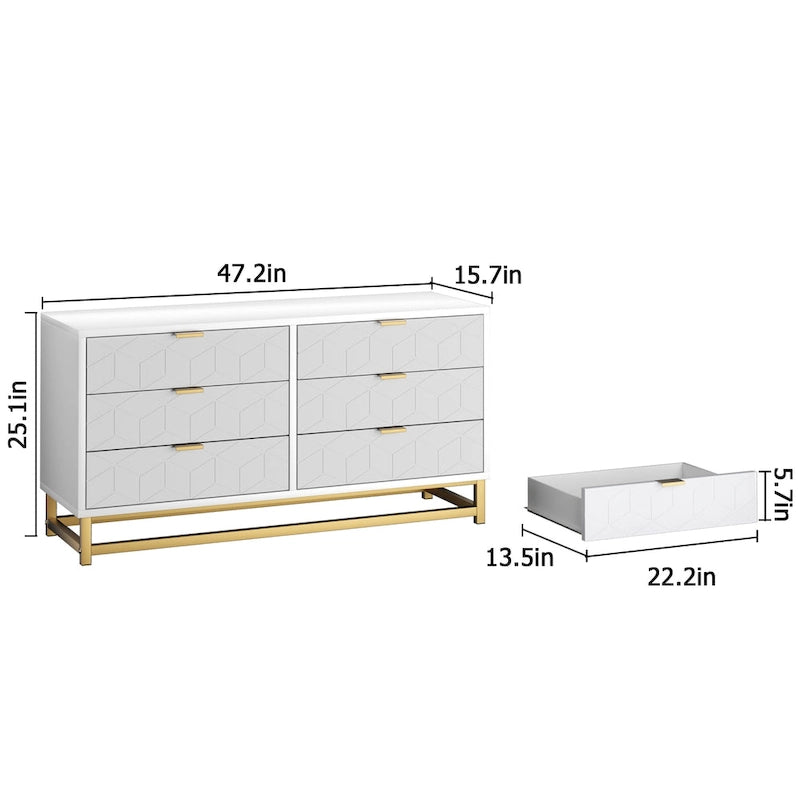 6 Drawer Dresser For Bedroom With Modern Style