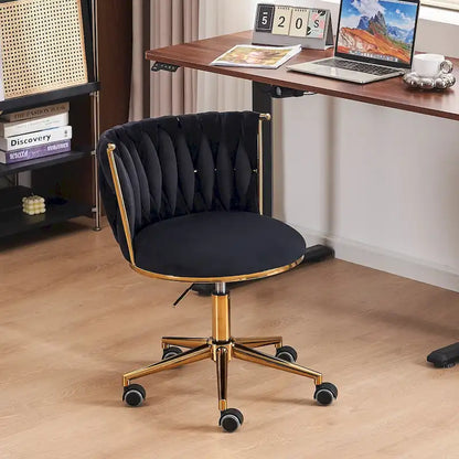 Velvet Desk Chair Vanity Chair for Makeup with Wheels Rolling Swivel Chair for Bedroom