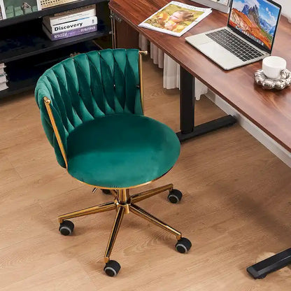 Velvet Desk Chair Vanity Chair for Makeup with Wheels Rolling Swivel Chair for Bedroom