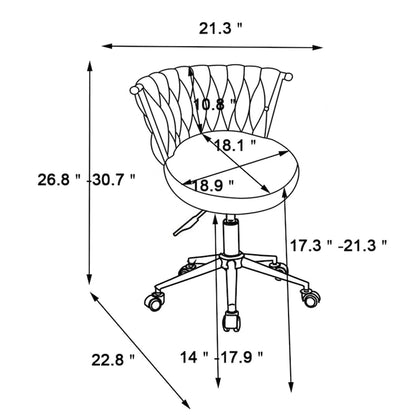 Velvet Desk Chair Vanity Chair for Makeup with Wheels Rolling Swivel Chair for Bedroom